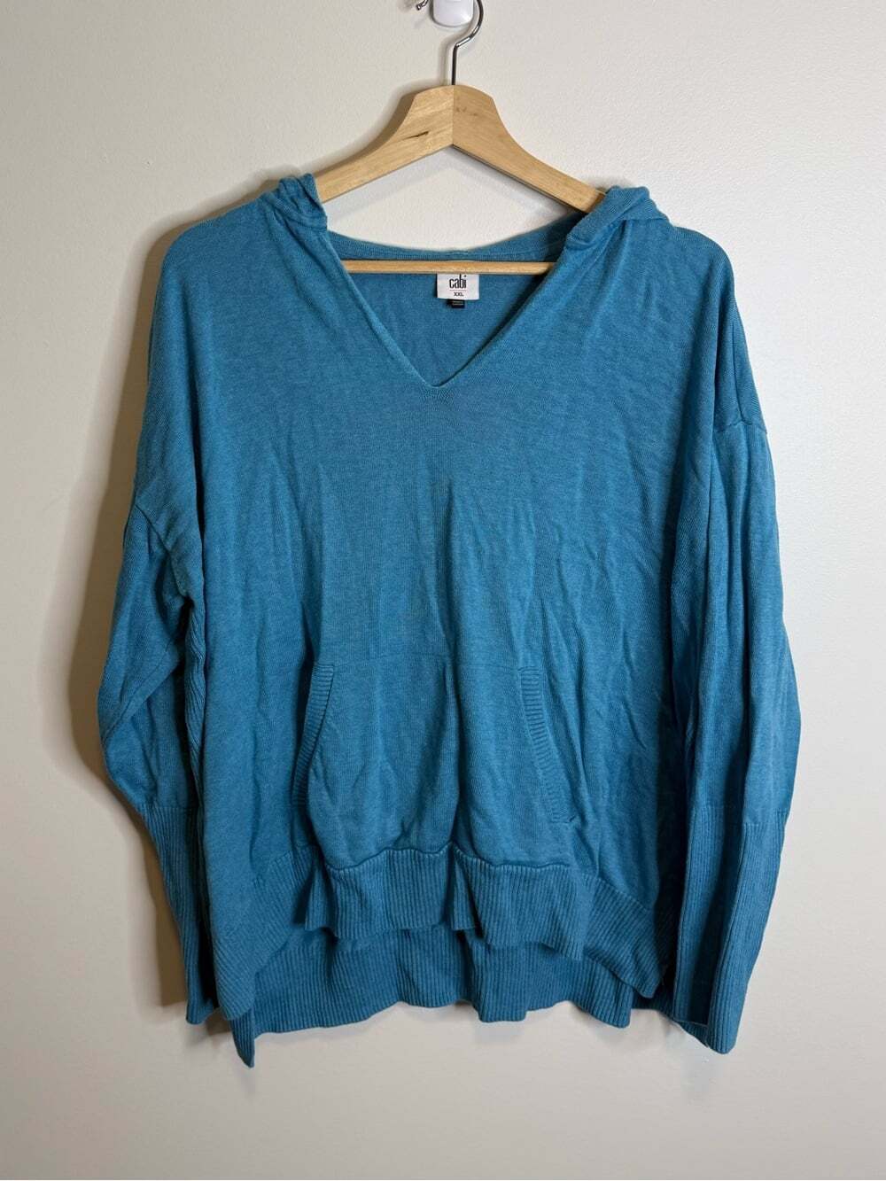 CABI Casual Hop To Hoodie Long Sleeve Cotton Blend Hooded Sweater XXL Turquoise